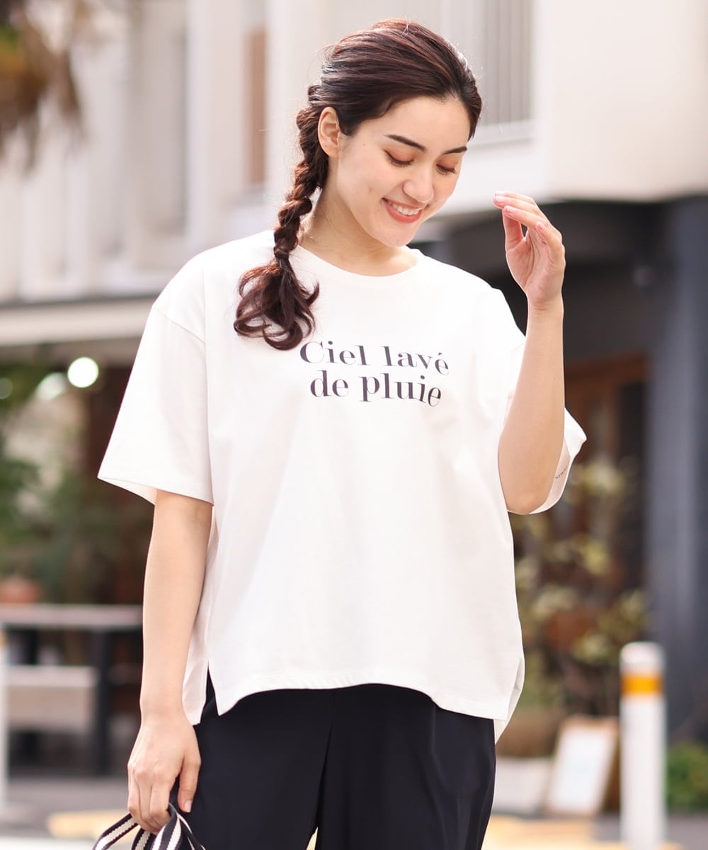 OLKGS36050 eur3(エウルキューブ) 【大きいサイズ/a.v.v×eur3】吸水速乾/ロゴTシャツ ホワイト(90)