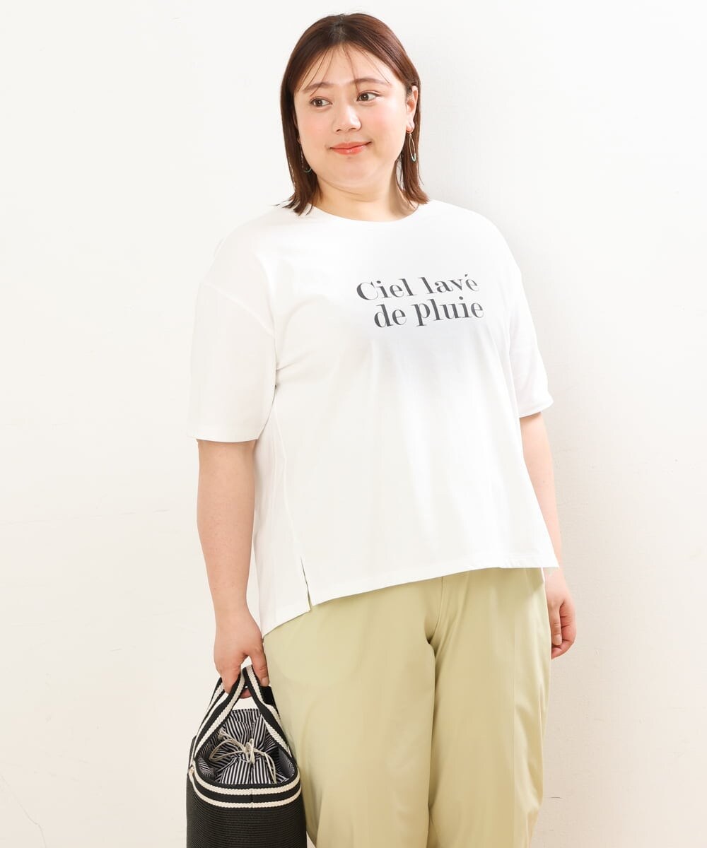 OLKGS36050 eur3(エウルキューブ) 【大きいサイズ/a.v.v×eur3】吸水速乾/ロゴTシャツ ホワイト(90)
