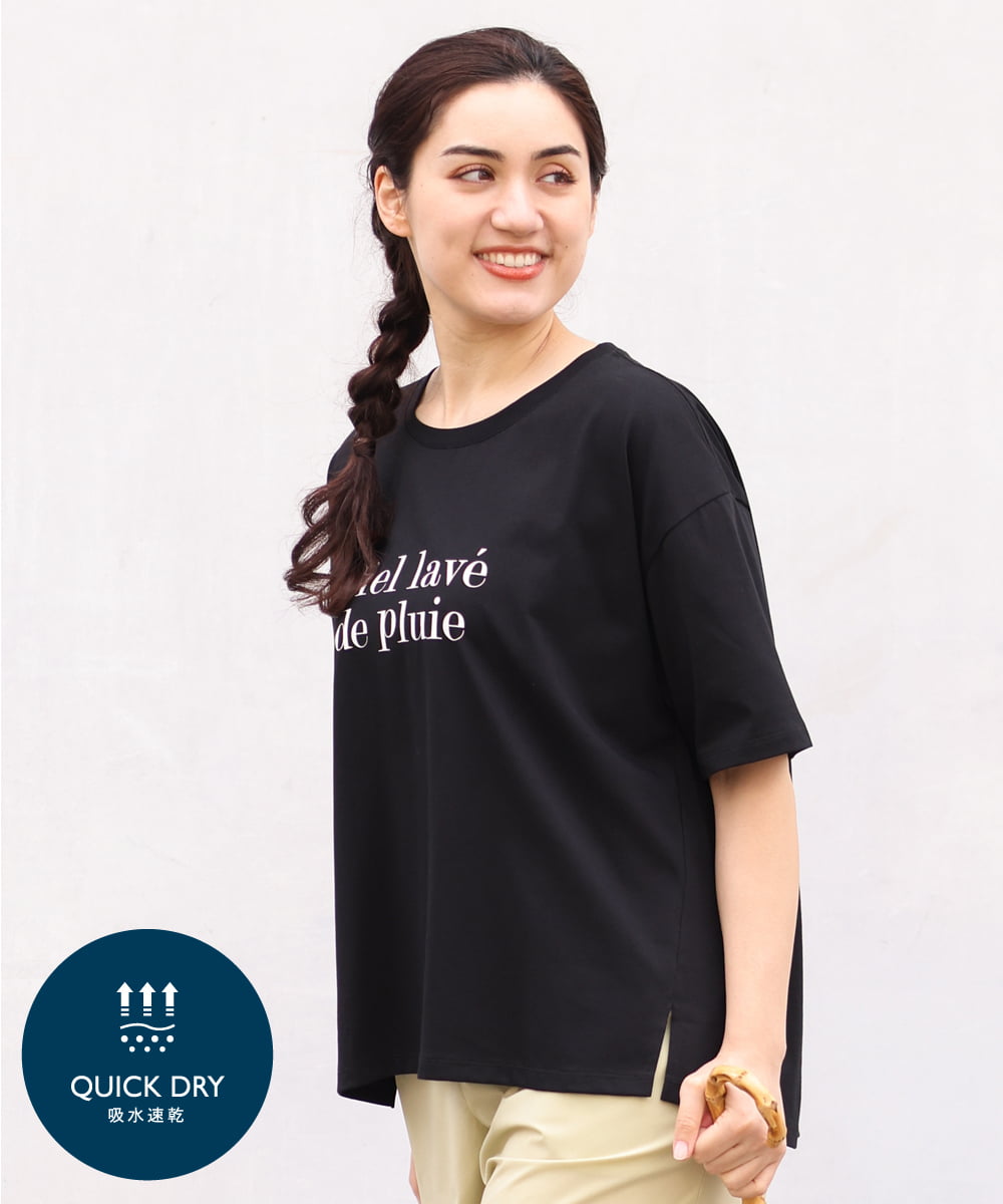 OLKGS36050 eur3(エウルキューブ) 【大きいサイズ/a.v.v×eur3】吸水速乾/ロゴTシャツ ブラック(94)