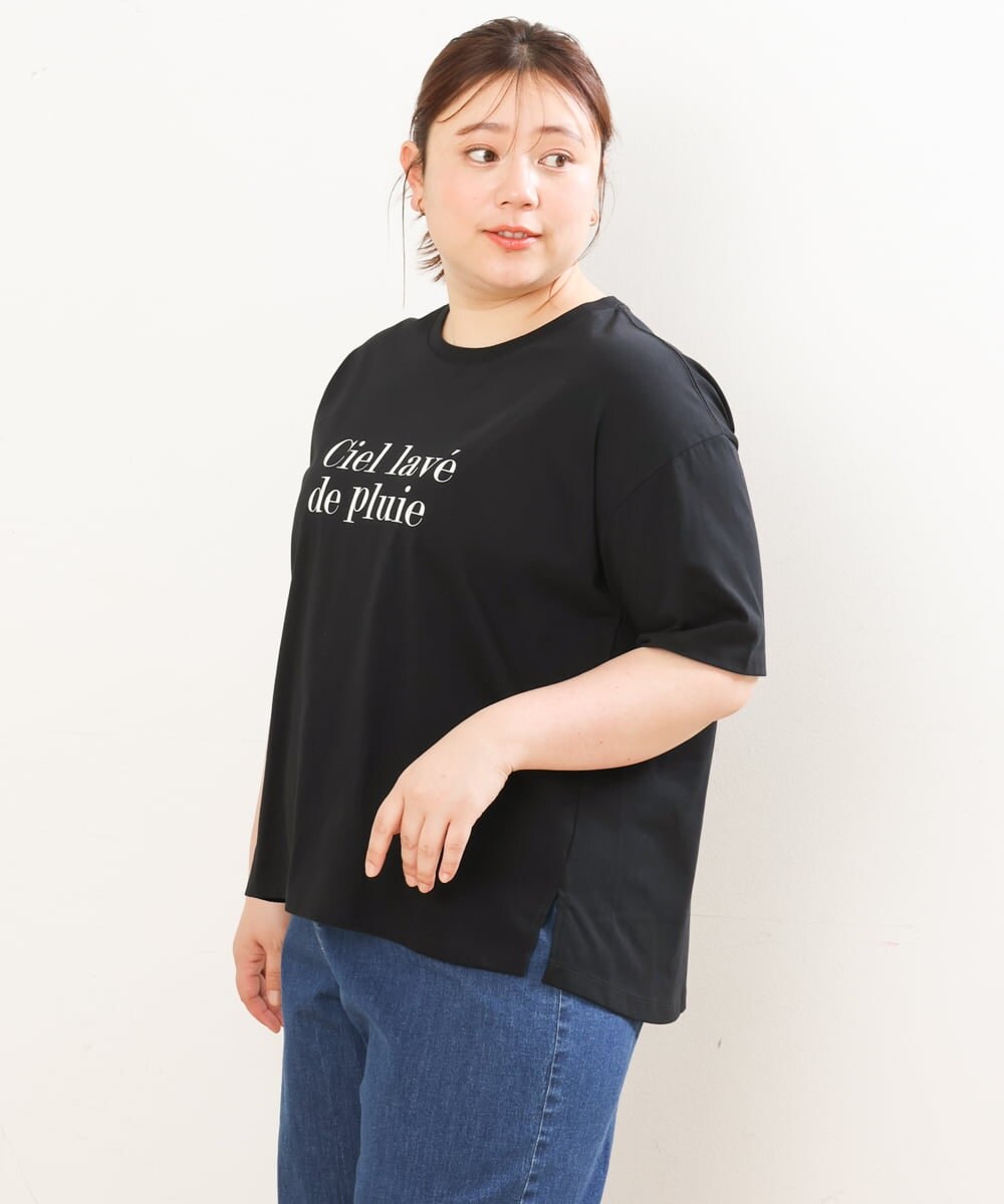 OLKGS36050 eur3(エウルキューブ) 【大きいサイズ/a.v.v×eur3】吸水速乾/ロゴTシャツ ブラック(94)