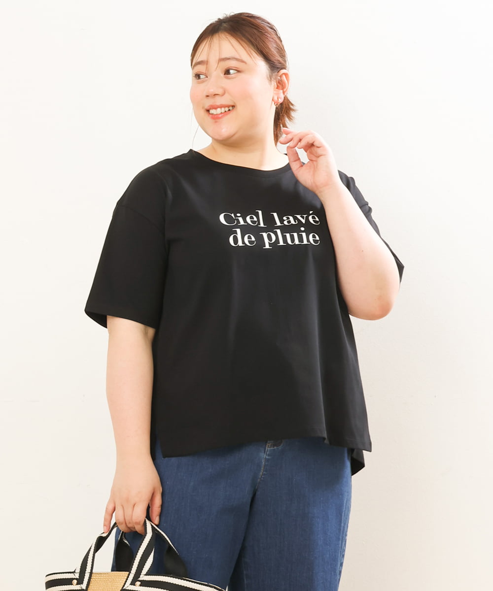 OLKGS36050 eur3(エウルキューブ) 【大きいサイズ/a.v.v×eur3】吸水速乾/ロゴTシャツ ブラック(94)
