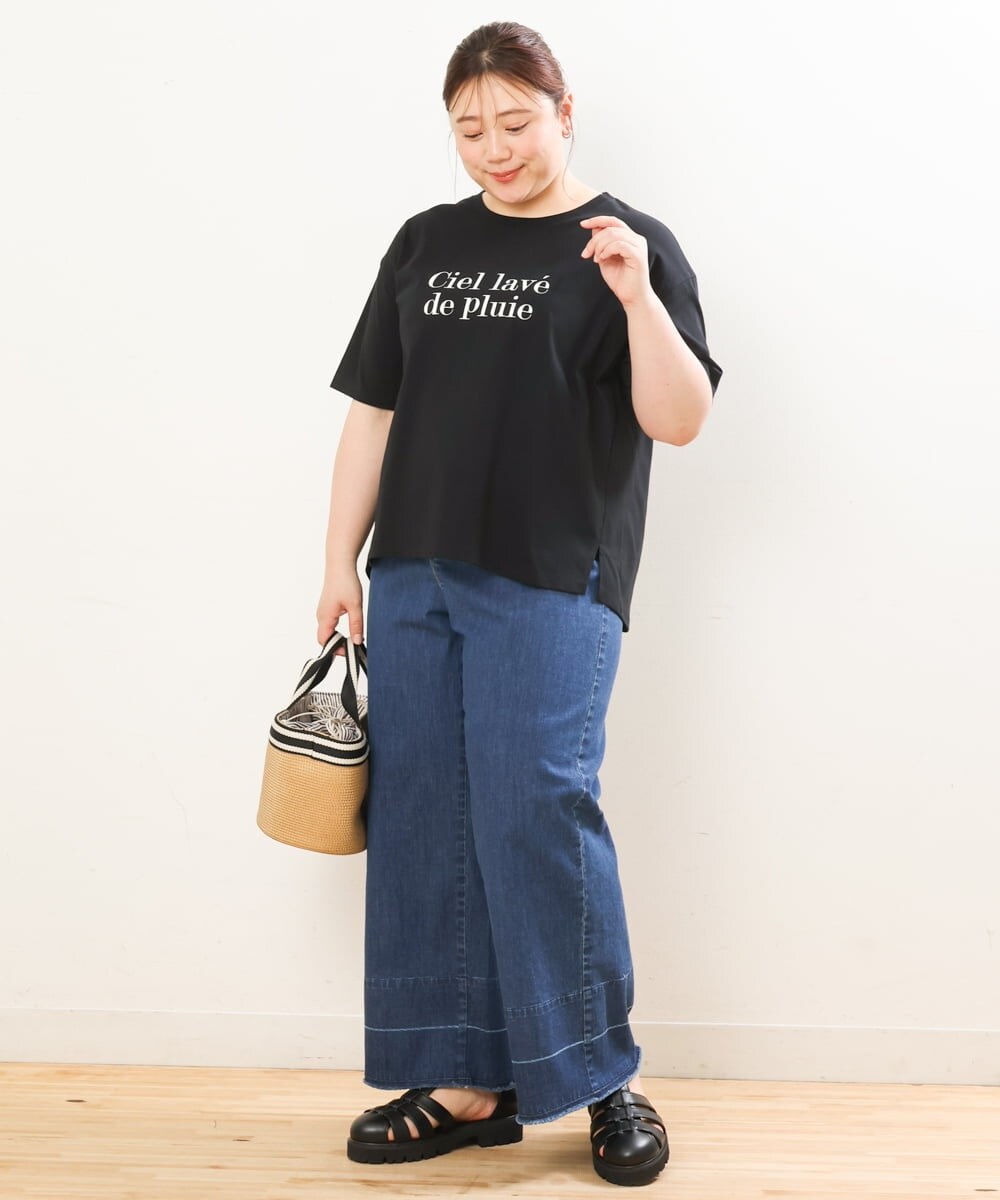 OLKGS36050 eur3(エウルキューブ) 【大きいサイズ/a.v.v×eur3】吸水速乾/ロゴTシャツ ブラック(94)
