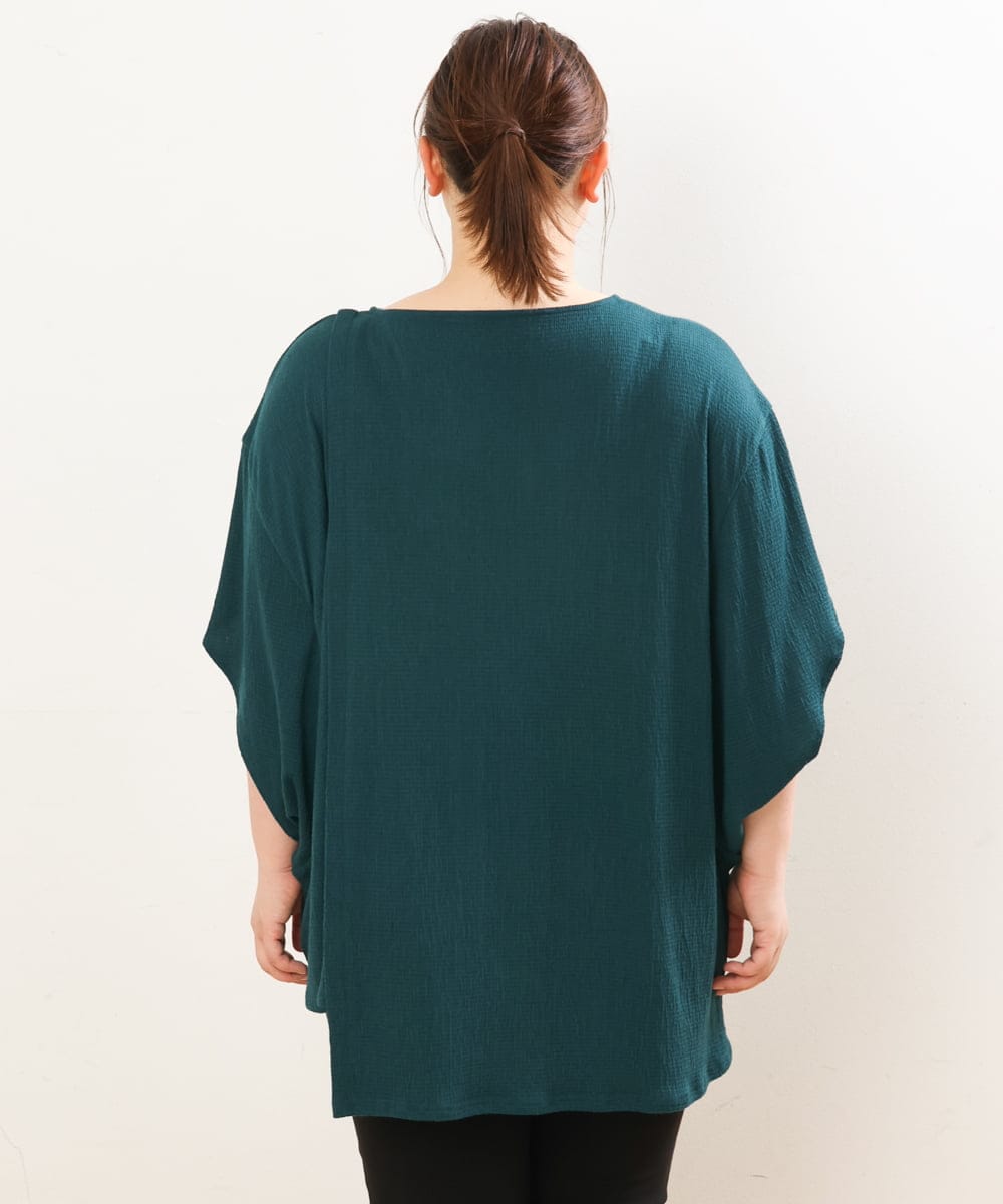 OLKGS38080 eur3(エウルキューブ) 【大きいサイズ】アシメワッフルカットソー グリーン(35)