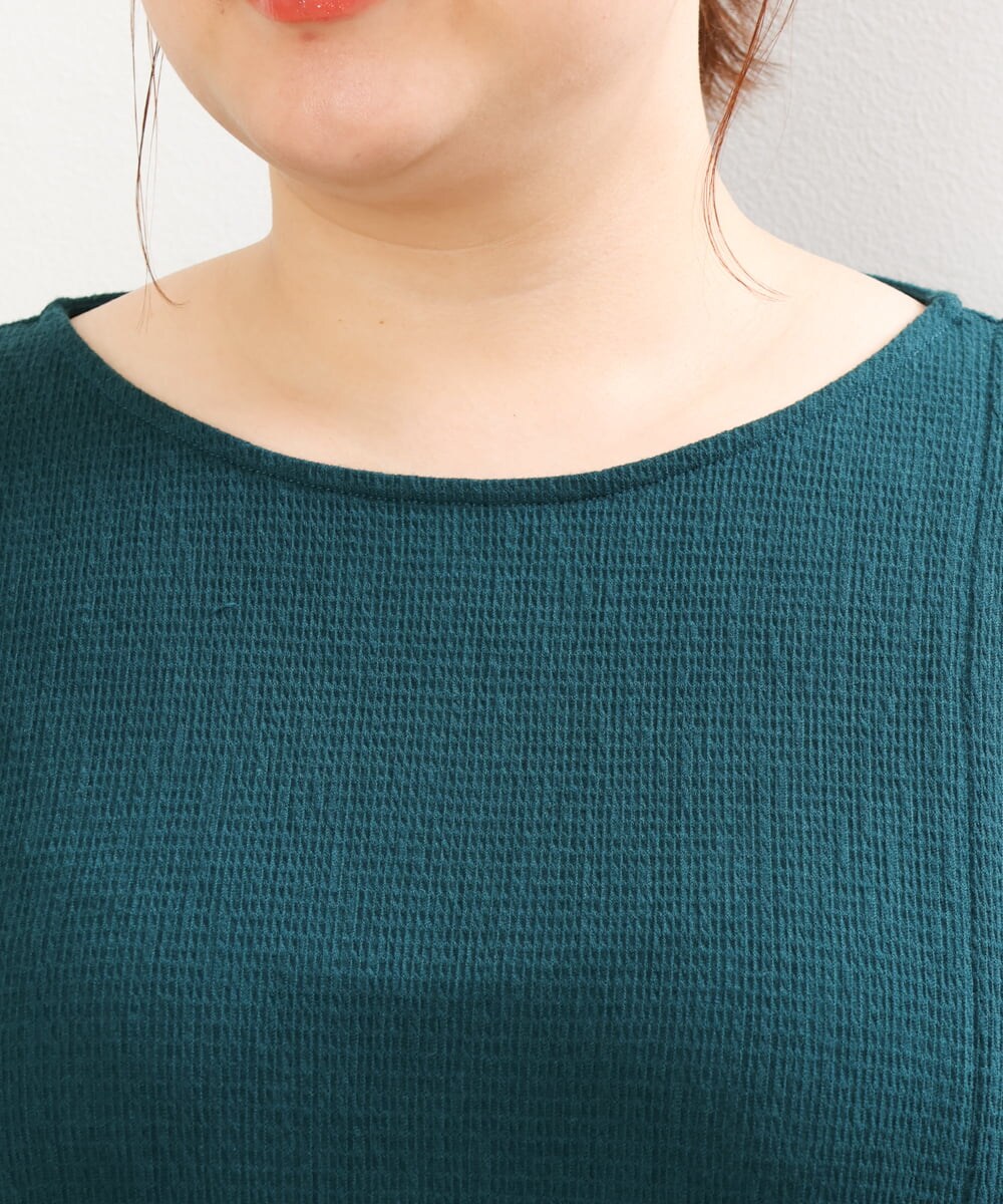 OLKGS38080 eur3(エウルキューブ) 【大きいサイズ】アシメワッフルカットソー グリーン(35)