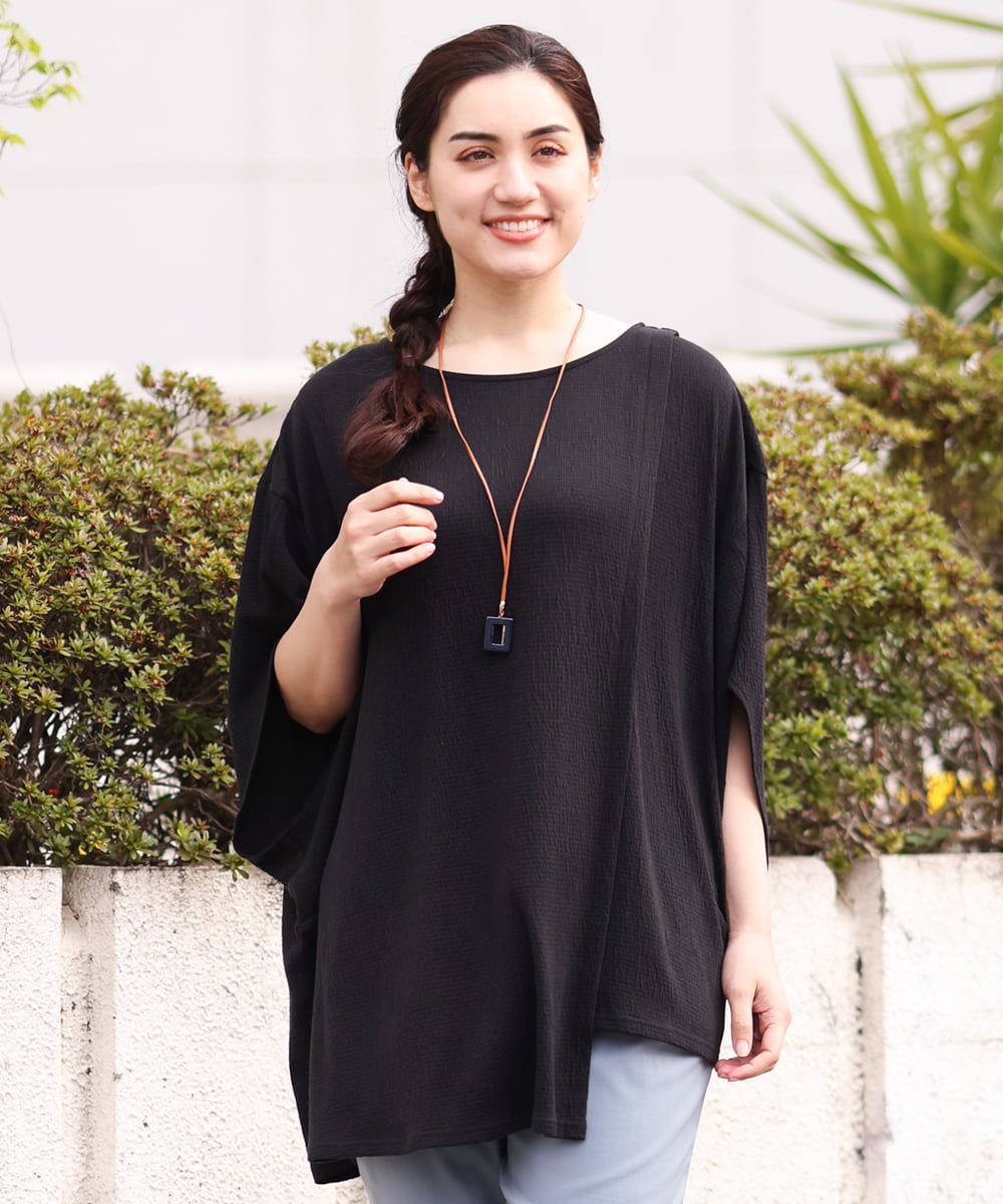 OLKGS38080 eur3(エウルキューブ) 【大きいサイズ】アシメワッフルカットソー ブラック(94)