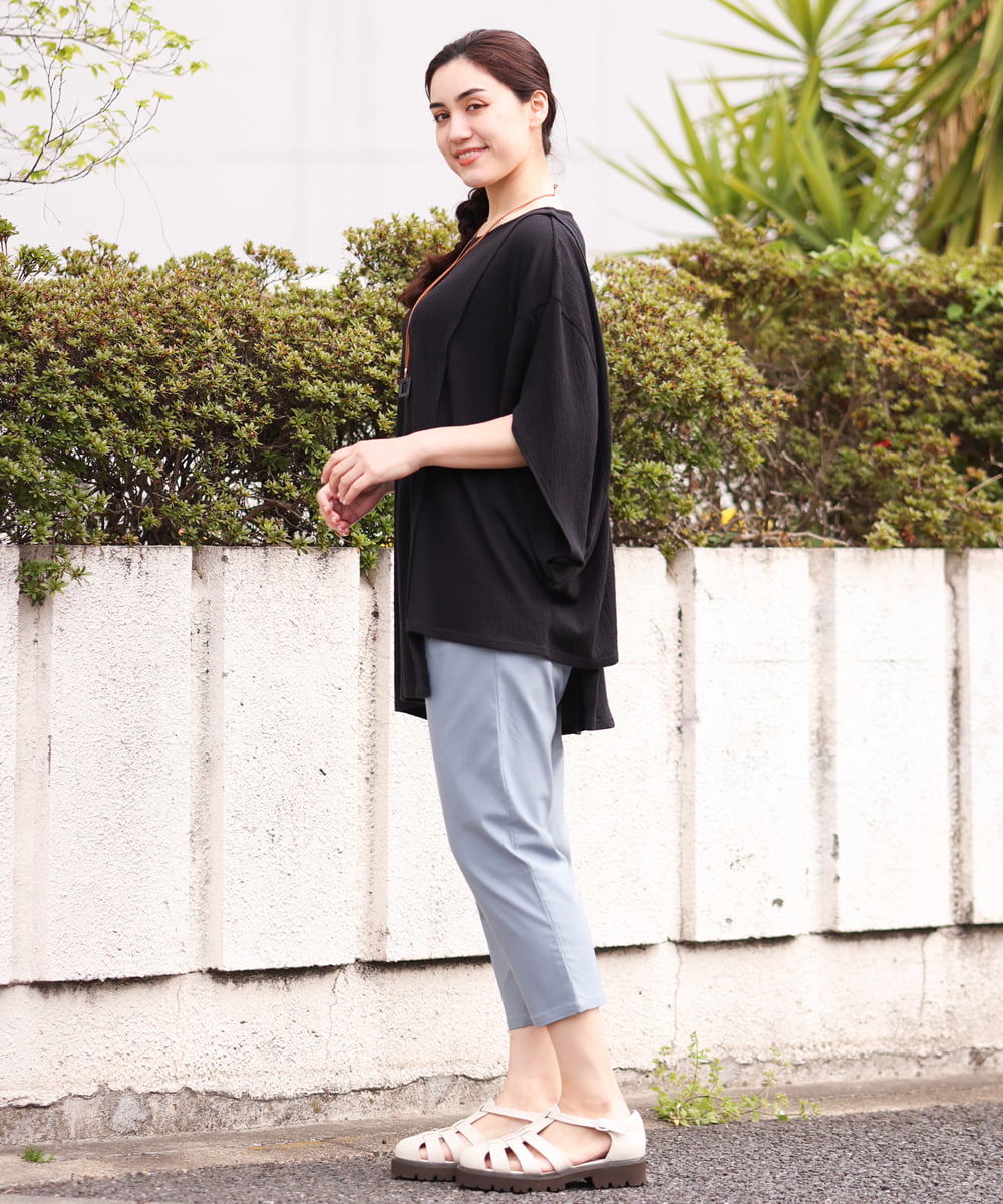 OLKGS38080 eur3(エウルキューブ) 【大きいサイズ】アシメワッフルカットソー ブラック(94)