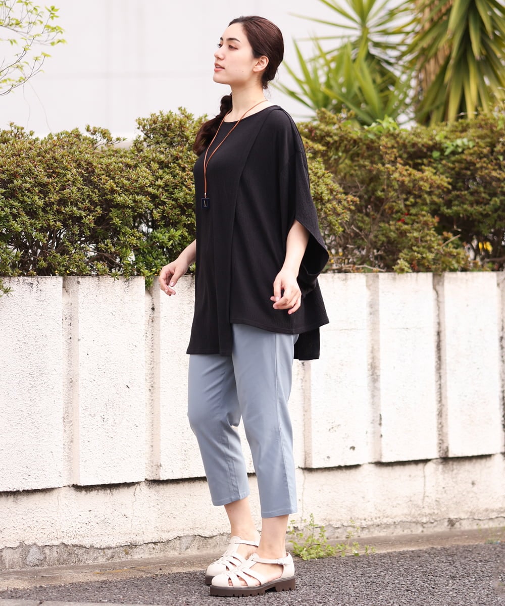 OLKGS38080 eur3(エウルキューブ) 【大きいサイズ】アシメワッフルカットソー ブラック(94)