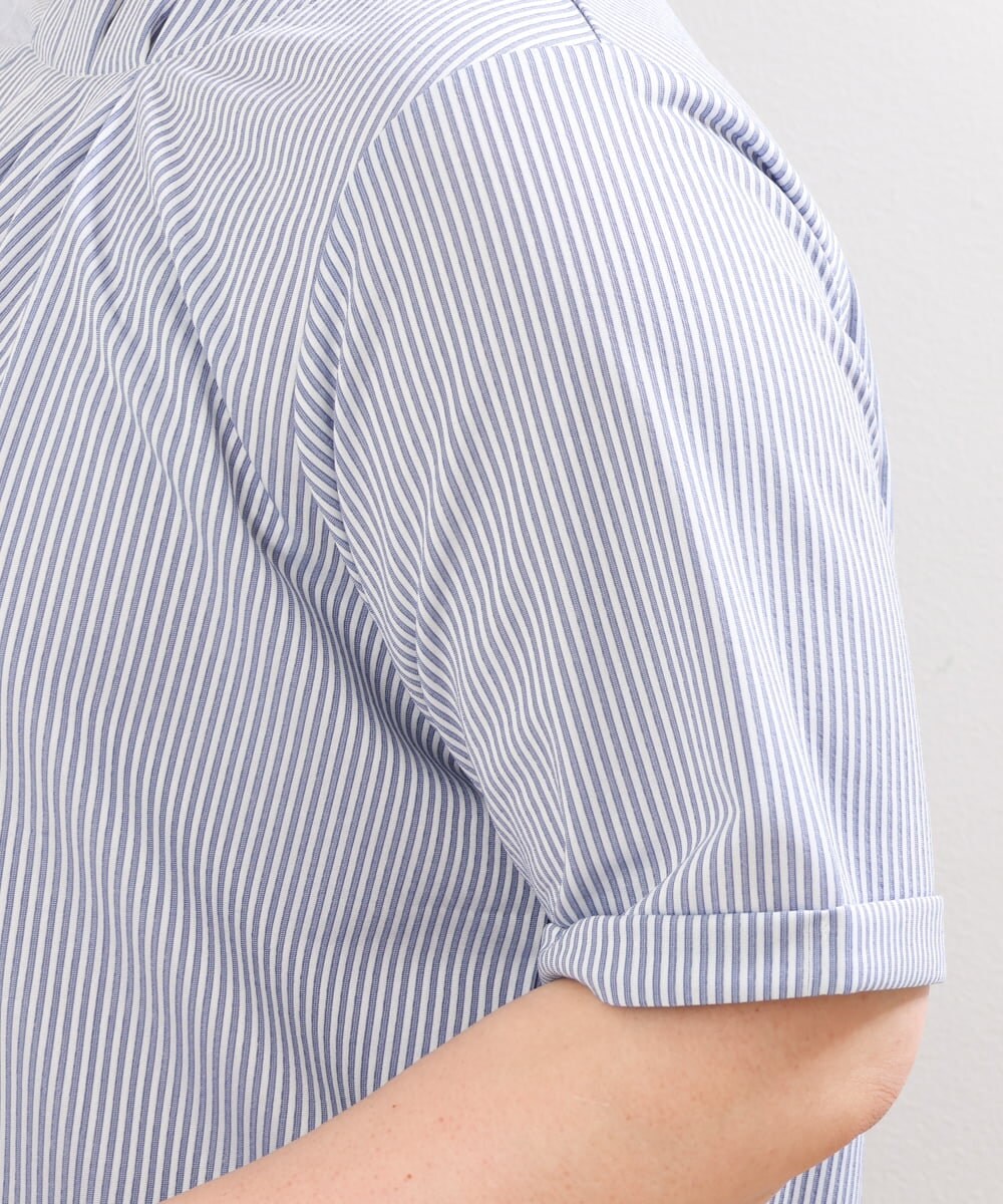 OLKGS39060 eur3(エウルキューブ) 【大きいサイズ】ストライプタックカットソー ブルー(55)