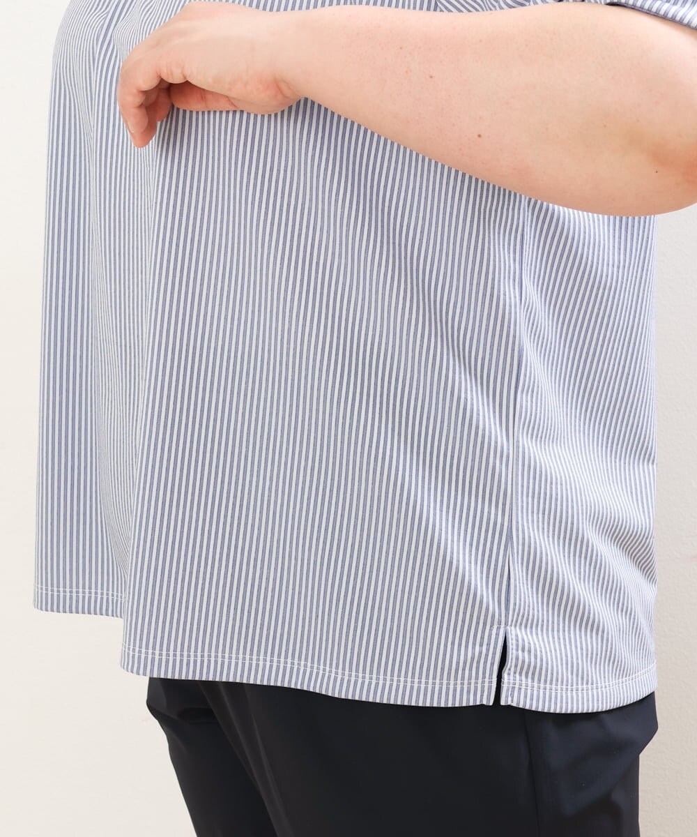 OLKGS39060 eur3(エウルキューブ) 【大きいサイズ】ストライプタックカットソー ブルー(55)