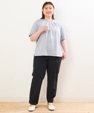 OLKGS39060 eur3(エウルキューブ) 【大きいサイズ】ストライプタックカットソー ブルー(55)