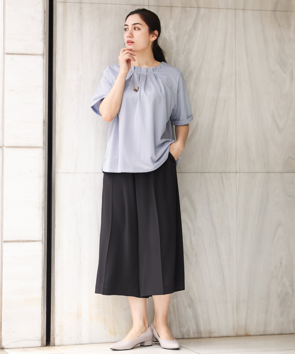 OLKGS39060 eur3(エウルキューブ) 【大きいサイズ】ストライプタックカットソー ブルー(55)