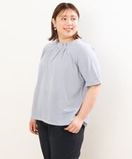 OLKGS39060 eur3(エウルキューブ) 【大きいサイズ】ストライプタックカットソー ブルー(55)