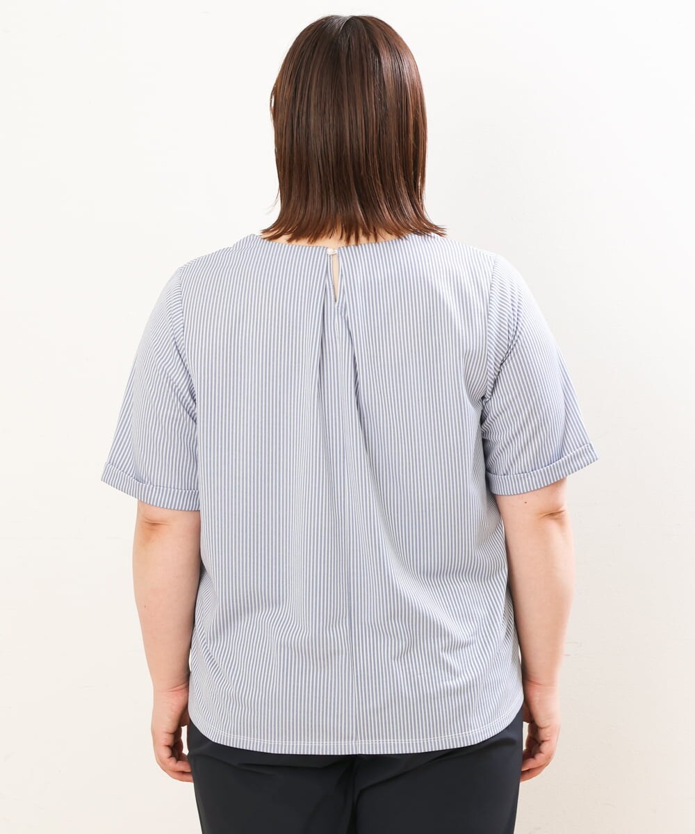 OLKGS39060 eur3(エウルキューブ) 【大きいサイズ】ストライプタックカットソー ブルー(55)
