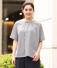 OLKGS39060 eur3(エウルキューブ) 【大きいサイズ】ストライプタックカットソー ネイビー(57)