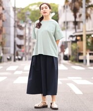 OLKGS41050 eur3(エウルキューブ) 【大きいサイズ/a.v.v×eur3】ギャザースリーブボーダーカットソー グリーン(35)