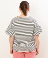 OLKGS41050 eur3(エウルキューブ) 【大きいサイズ/a.v.v×eur3】ギャザースリーブボーダーカットソー アイボリー(80)