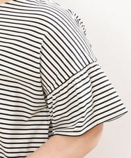 OLKGS41050 eur3(エウルキューブ) 【大きいサイズ/a.v.v×eur3】ギャザースリーブボーダーカットソー アイボリー(80)