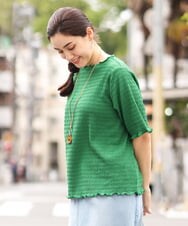 OLKGS42050 eur3(エウルキューブ) 【大きいサイズ】ボートネックシャーリングカットソー グリーン(35)