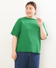 OLKGS42050 eur3(エウルキューブ) 【大きいサイズ】ボートネックシャーリングカットソー グリーン(35)
