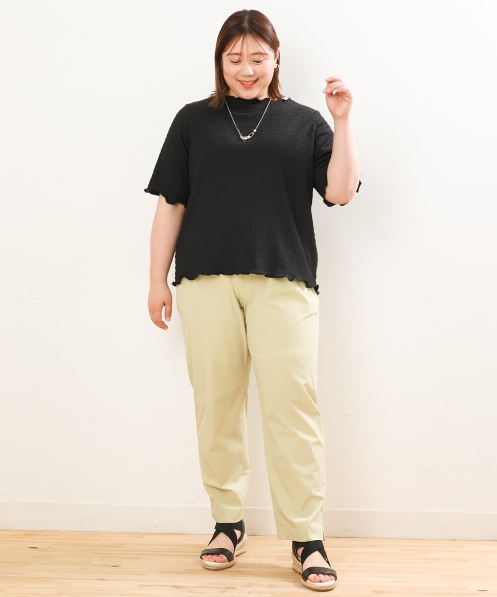 OLKGS42050 eur3(エウルキューブ) 【大きいサイズ】ボートネックシャーリングカットソー ブラック(94)