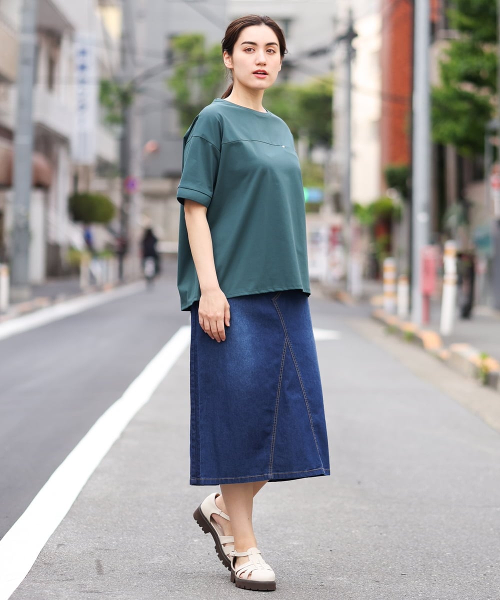 OLKGS46070 eur3(エウルキューブ) 【大きいサイズ】接触冷感ドロップスリーブカットソー カーキ(36)