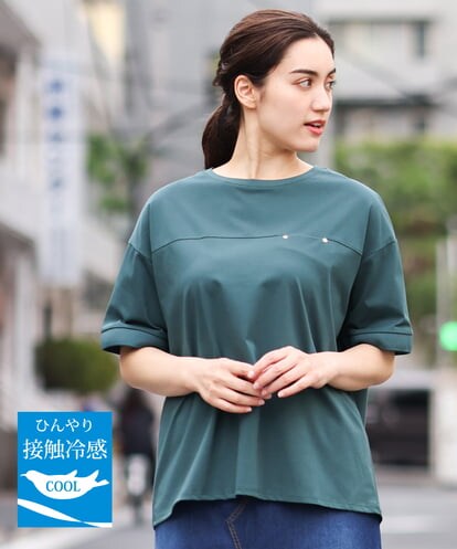 OLKGS46070 eur3 【大きいサイズ】接触冷感ドロップスリーブカットソー