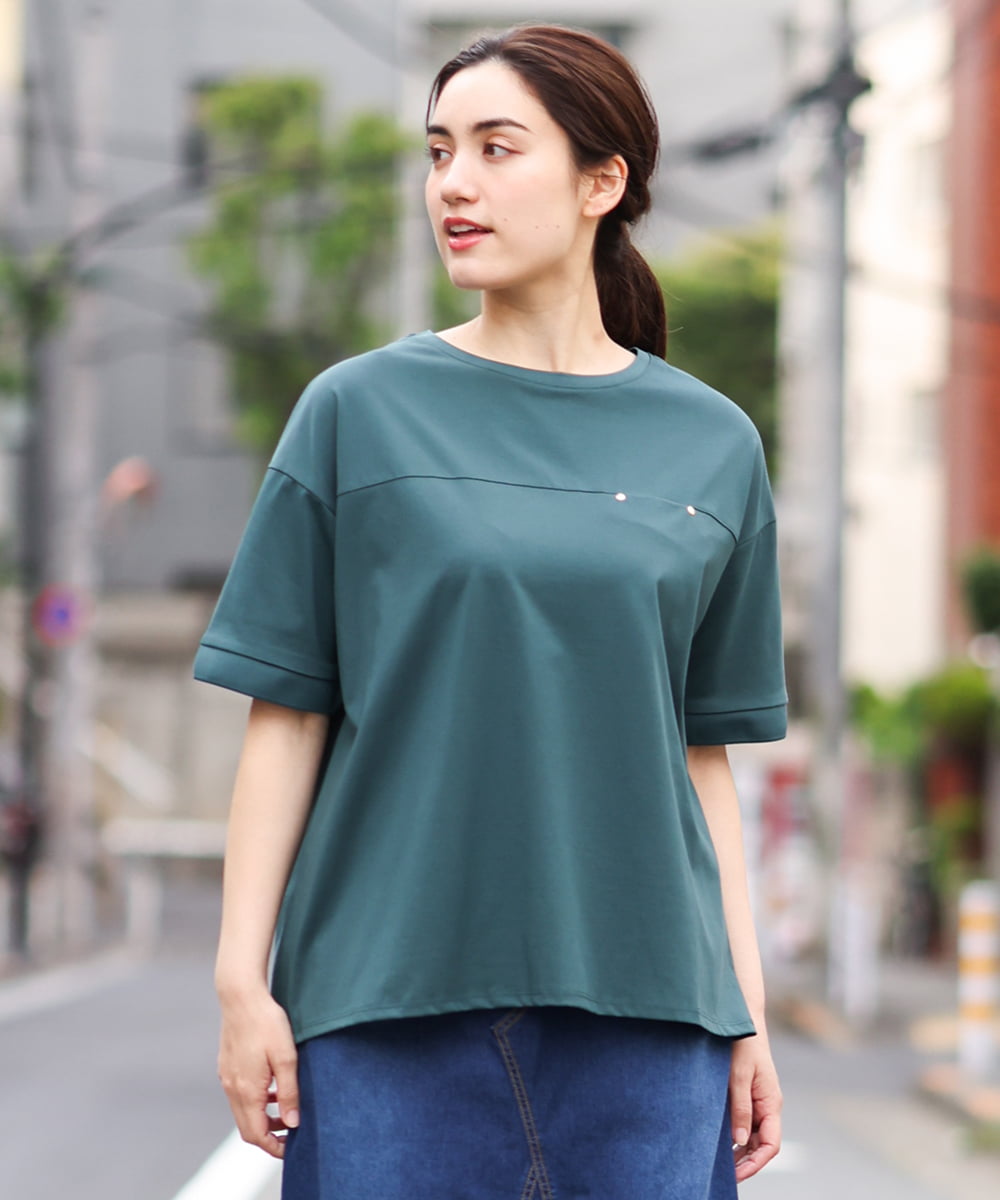 OLKGS46070 eur3(エウルキューブ) 【大きいサイズ】接触冷感ドロップスリーブカットソー カーキ(36)
