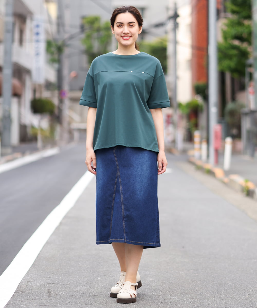 OLKGS46070 eur3(エウルキューブ) 【大きいサイズ】接触冷感ドロップスリーブカットソー カーキ(36)