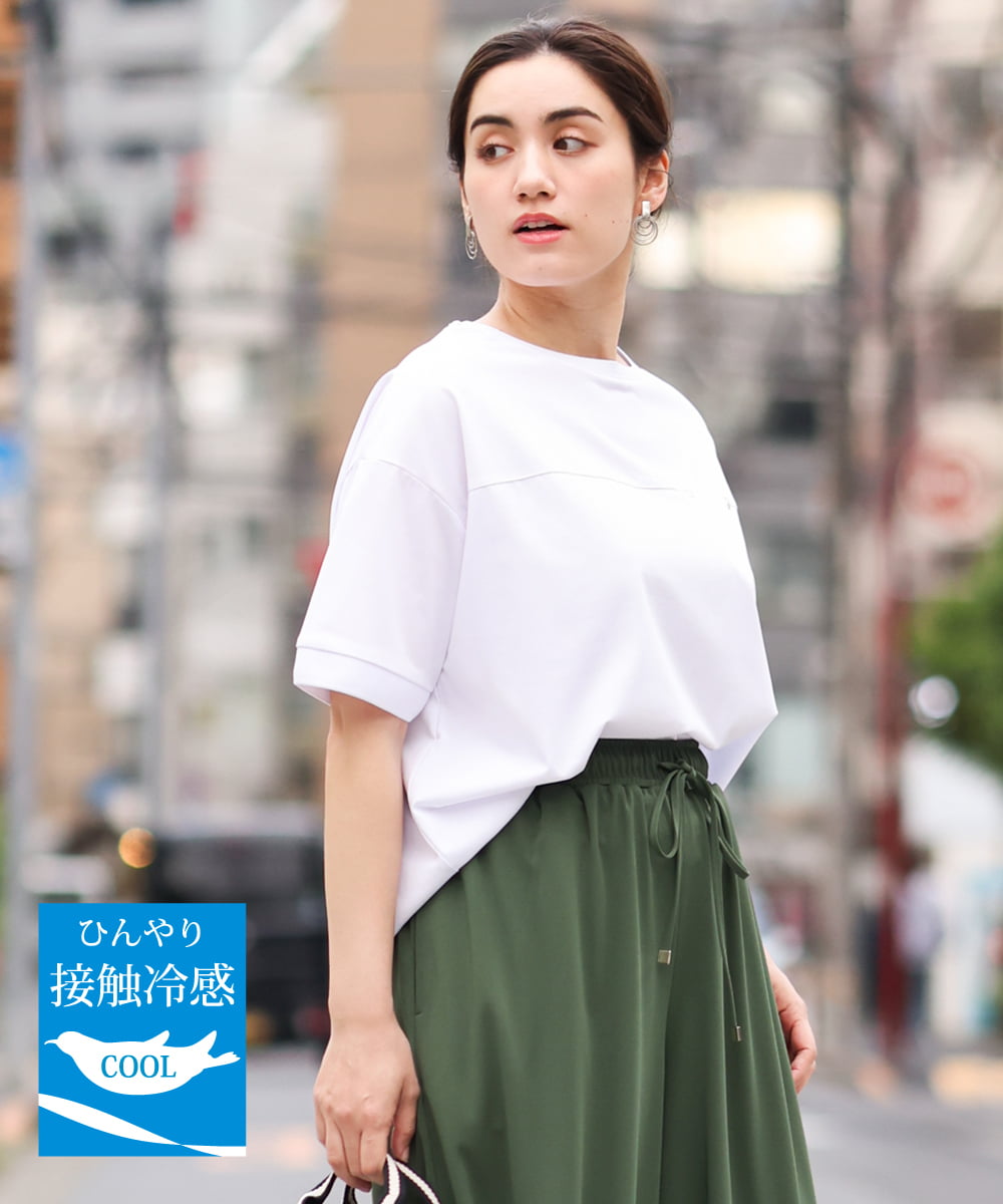 OLKGS46070 eur3(エウルキューブ) 【大きいサイズ】接触冷感ドロップスリーブカットソー ホワイト(90)