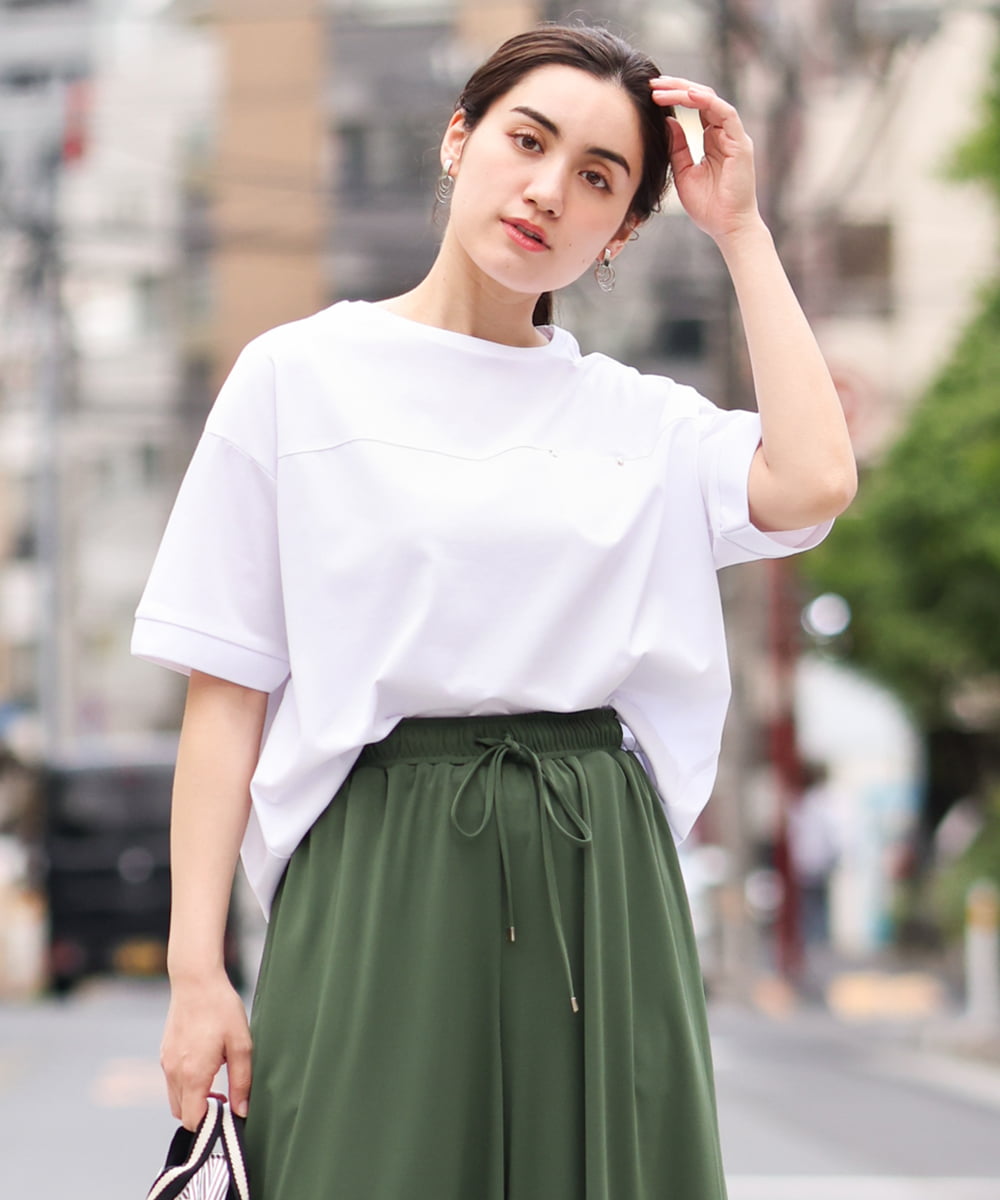OLKGS46070 eur3(エウルキューブ) 【大きいサイズ】接触冷感ドロップスリーブカットソー ホワイト(90)