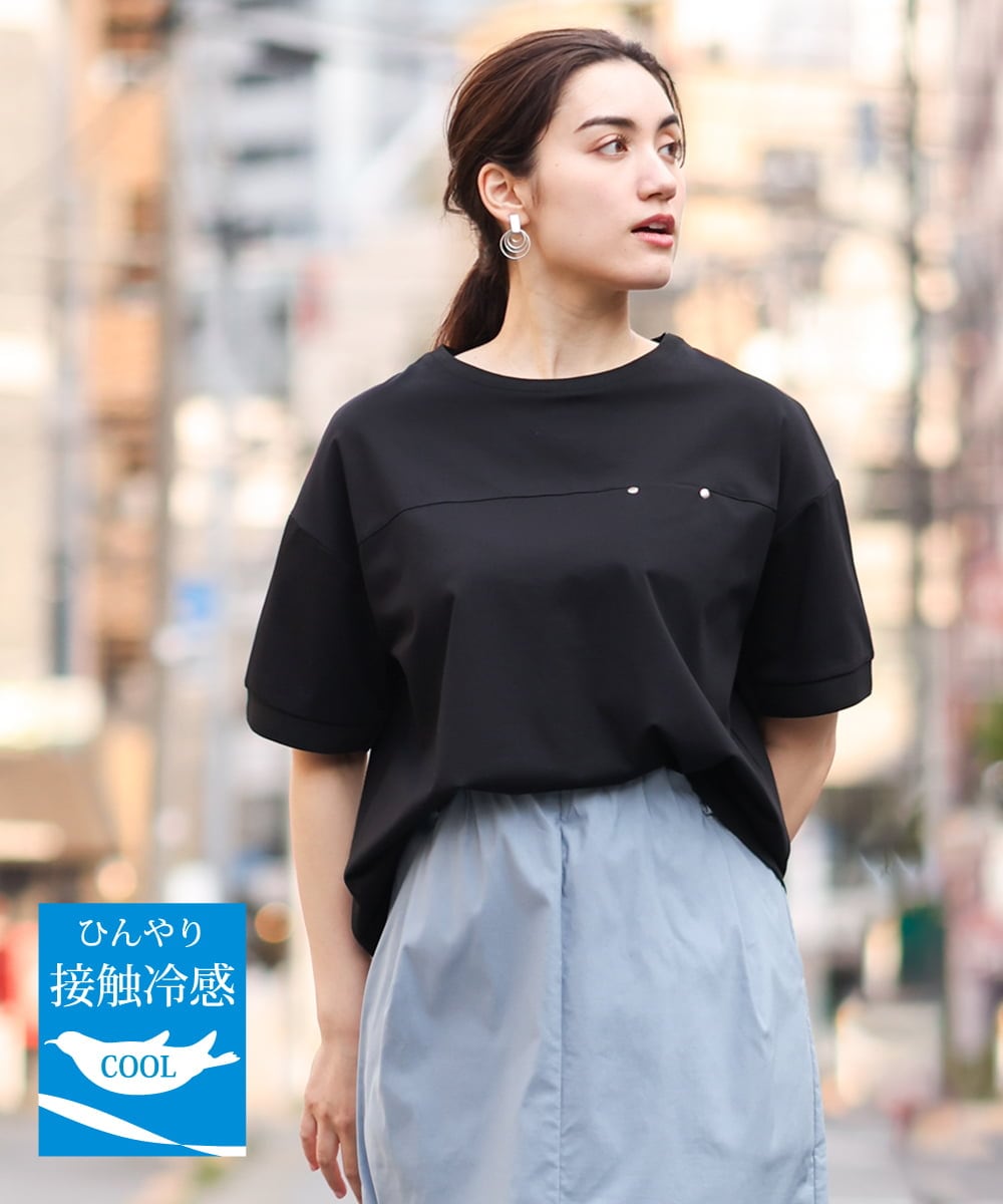 OLKGS46070 eur3(エウルキューブ) 【大きいサイズ】接触冷感ドロップスリーブカットソー ブラック(94)