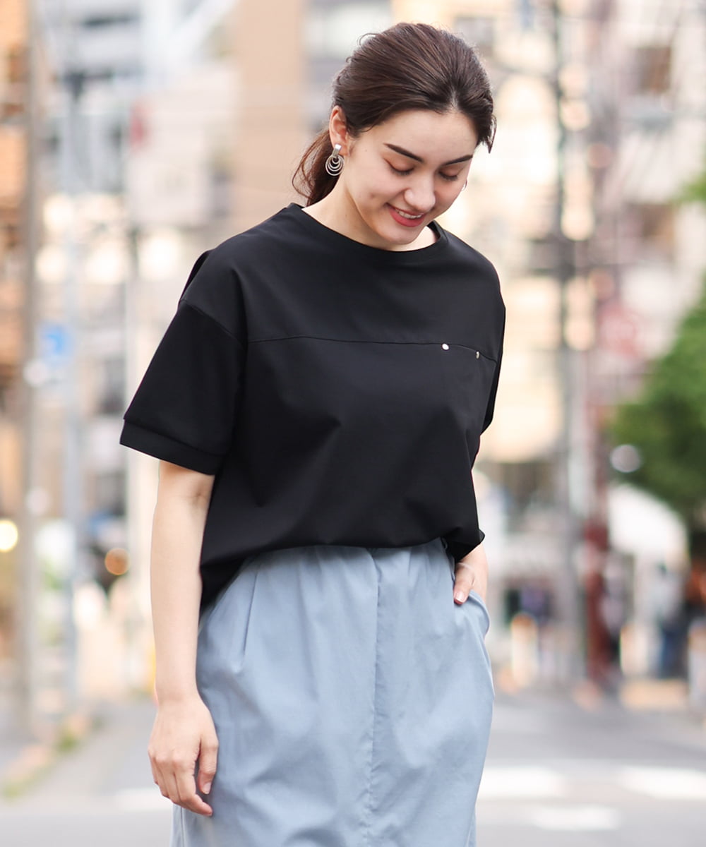 OLKGS46070 eur3(エウルキューブ) 【大きいサイズ】接触冷感ドロップスリーブカットソー ブラック(94)