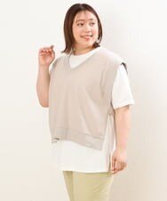 OLKGS47090 eur3(エウルキューブ) 【大きいサイズ/soso×eur3】Ｔシャツベストセット ベージュ(82)