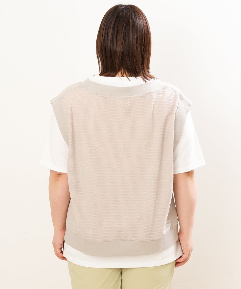 OLKGS47090 eur3(エウルキューブ) 【大きいサイズ/soso×eur3】Ｔシャツベストセット ベージュ(82)
