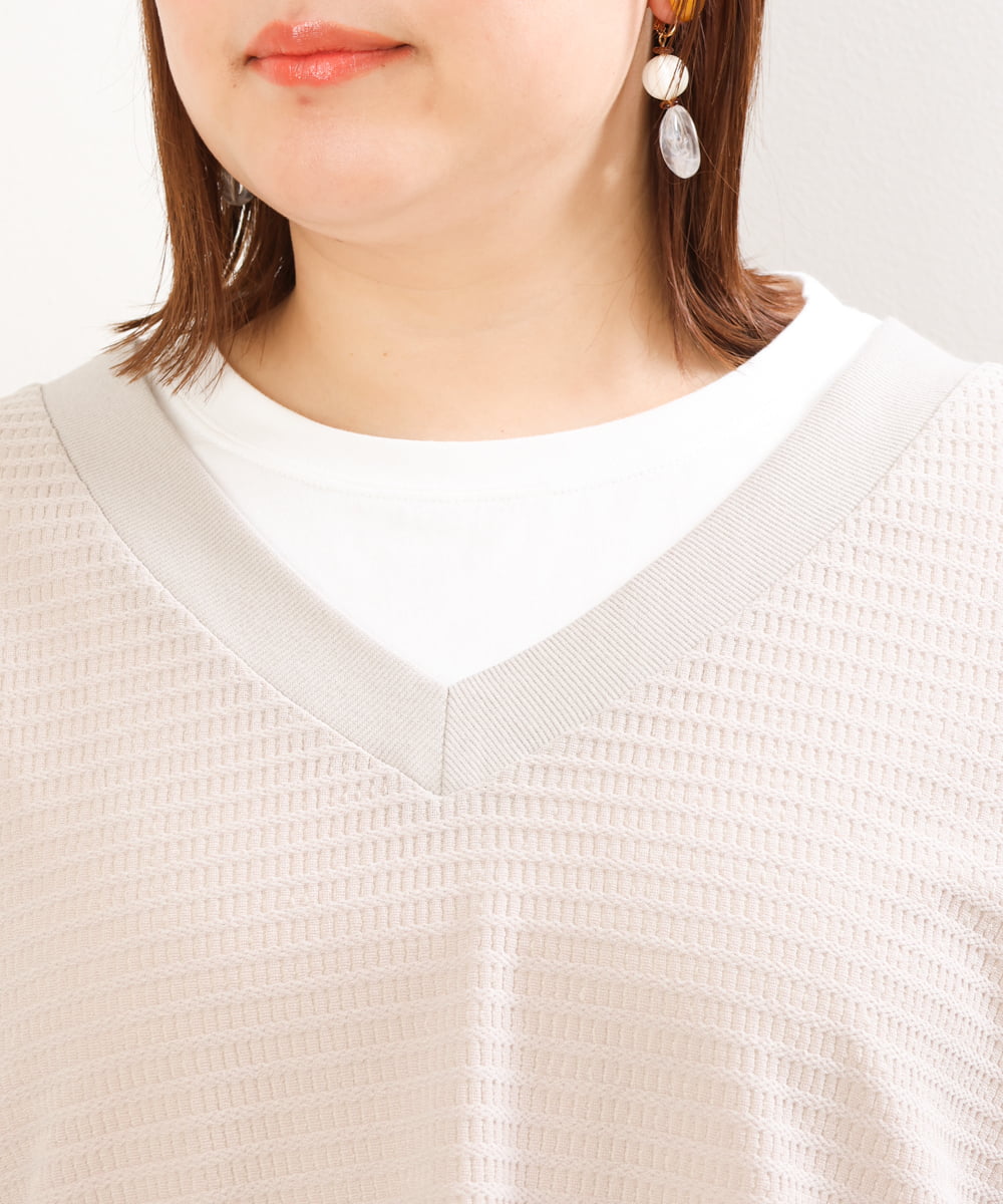 OLKGS47090 eur3(エウルキューブ) 【大きいサイズ/soso×eur3】Ｔシャツベストセット ベージュ(82)