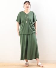 OLKGS57060 eur3(エウルキューブ) 【大きいサイズ/セットアップ対応】フレアスリーブカットソー カーキ(36)