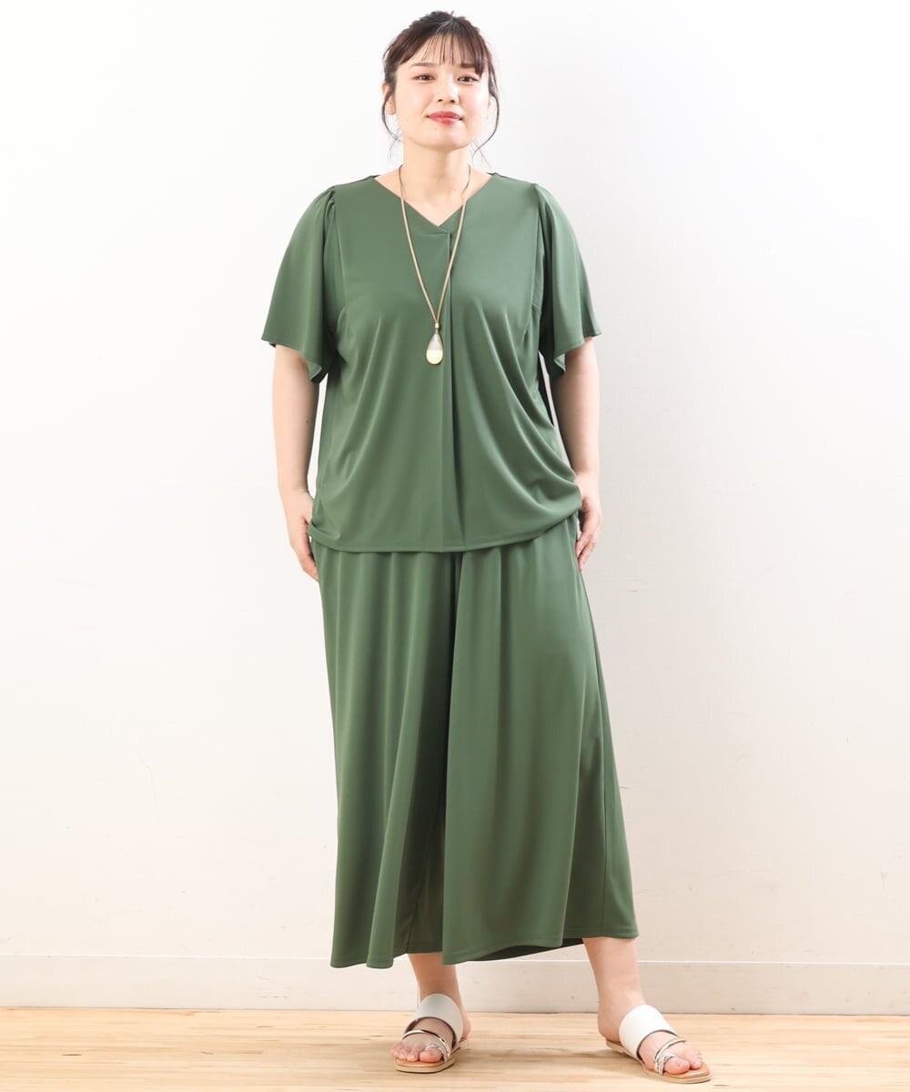 OLKGS57060 eur3(エウルキューブ) 【大きいサイズ/セットアップ対応】フレアスリーブカットソー カーキ(36)