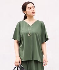 OLKGS57060 eur3(エウルキューブ) 【大きいサイズ/セットアップ対応】フレアスリーブカットソー カーキ(36)