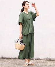 OLKGS57060 eur3(エウルキューブ) 【大きいサイズ/セットアップ対応】フレアスリーブカットソー カーキ(36)