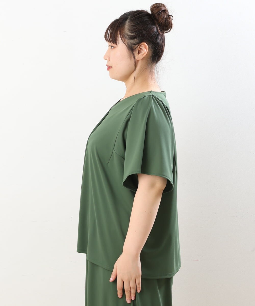 OLKGS57060 eur3(エウルキューブ) 【大きいサイズ/セットアップ対応】フレアスリーブカットソー カーキ(36)