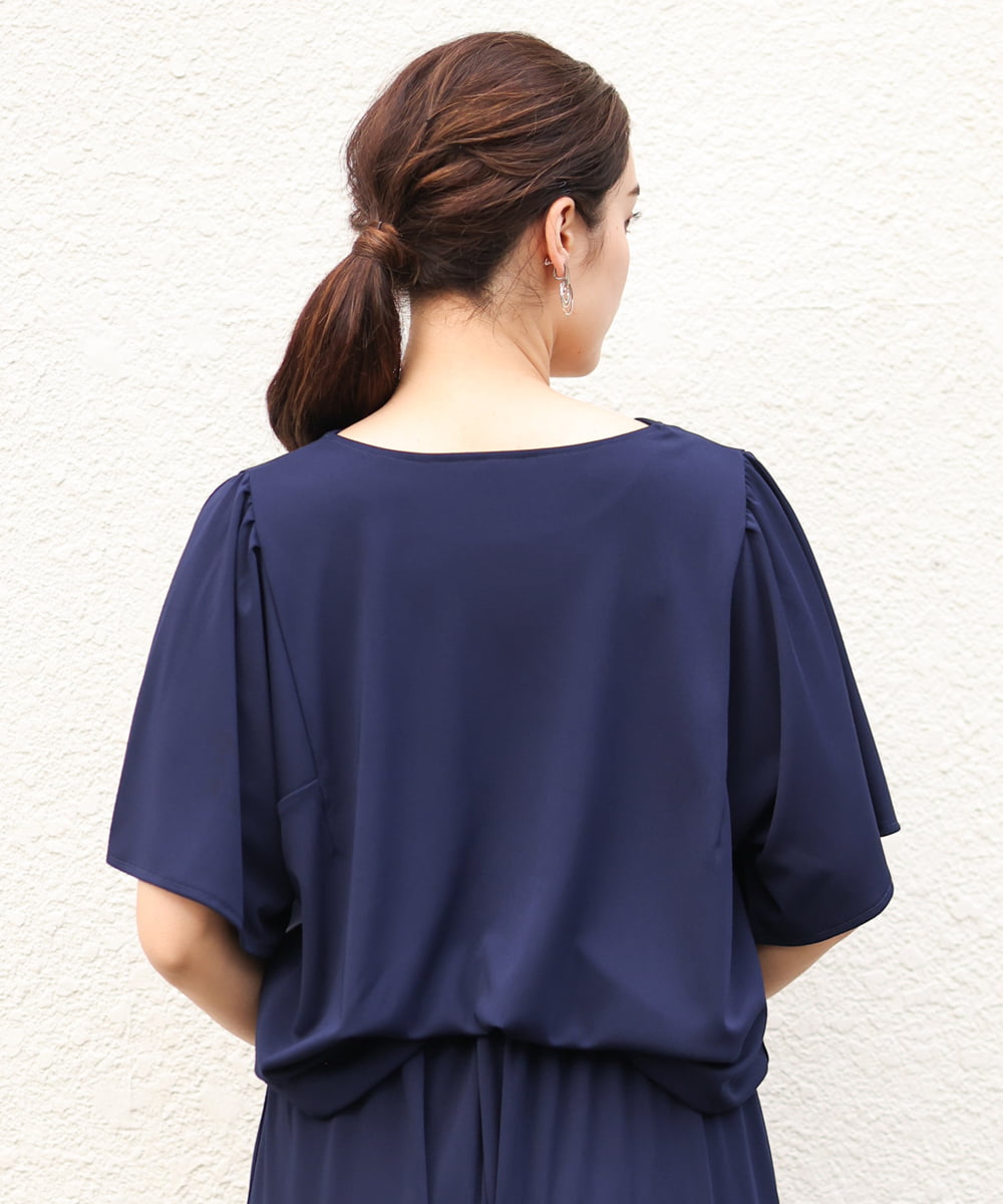 OLKGS57060 eur3(エウルキューブ) 【大きいサイズ/セットアップ対応】フレアスリーブカットソー ネイビー(57)