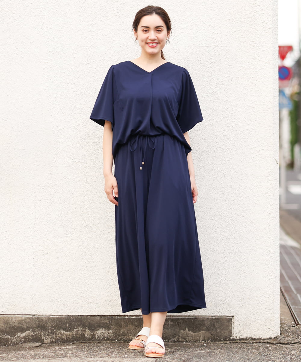 OLKGS57060 eur3(エウルキューブ) 【大きいサイズ/セットアップ対応】フレアスリーブカットソー ネイビー(57)