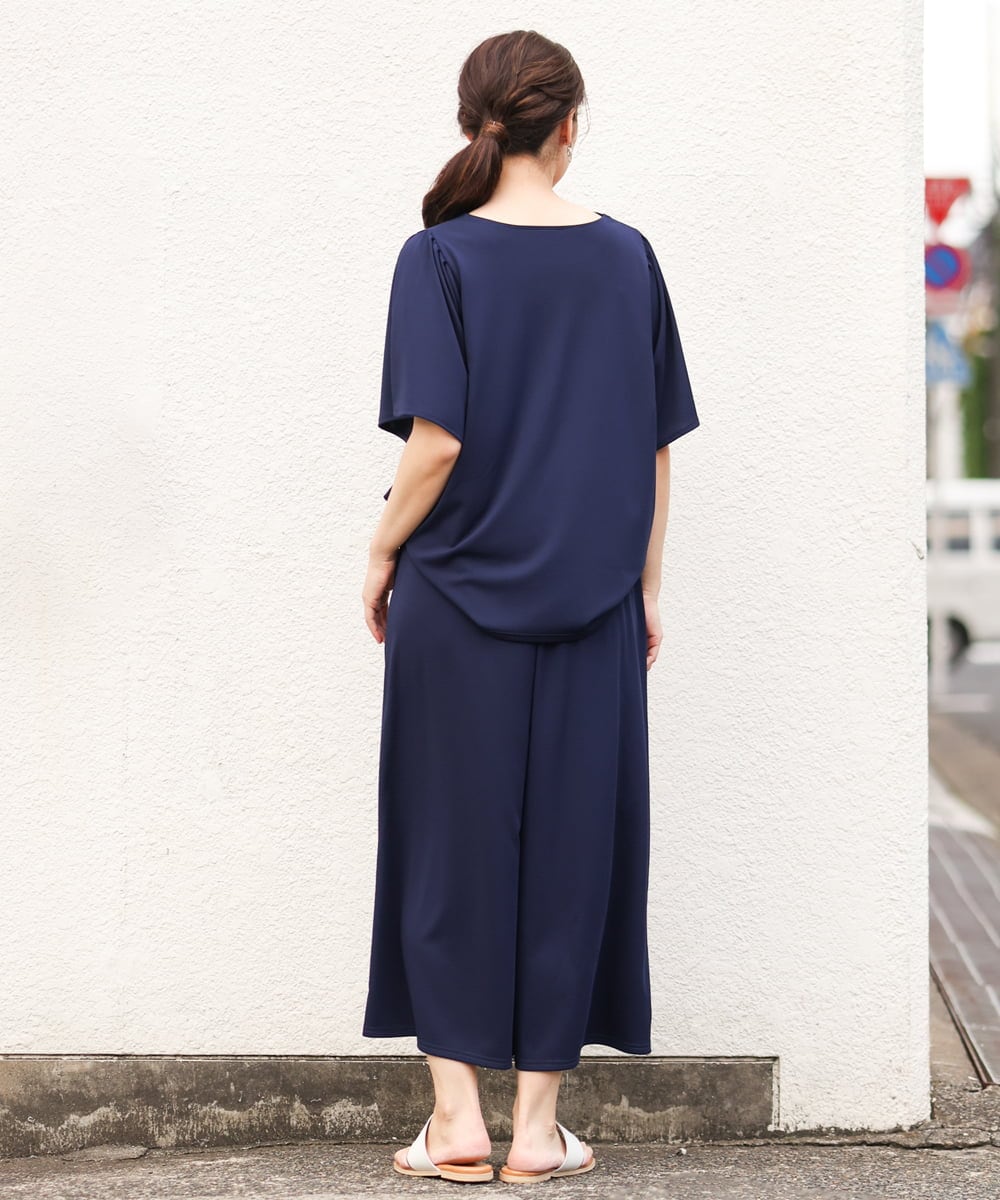 OLKGS57060 eur3(エウルキューブ) 【大きいサイズ/セットアップ対応】フレアスリーブカットソー ネイビー(57)