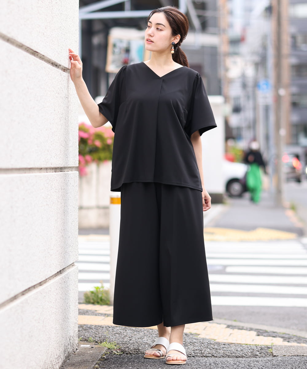 OLKGS57060 eur3(エウルキューブ) 【大きいサイズ/セットアップ対応】フレアスリーブカットソー ブラック(94)