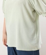 OLKGS58060 eur3(エウルキューブ) 【大きいサイズ】袖ギャザーギンガムチェックカットソー ライトグリーン(30)