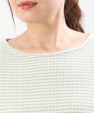 OLKGS58060 eur3(エウルキューブ) 【大きいサイズ】袖ギャザーギンガムチェックカットソー ライトグリーン(30)