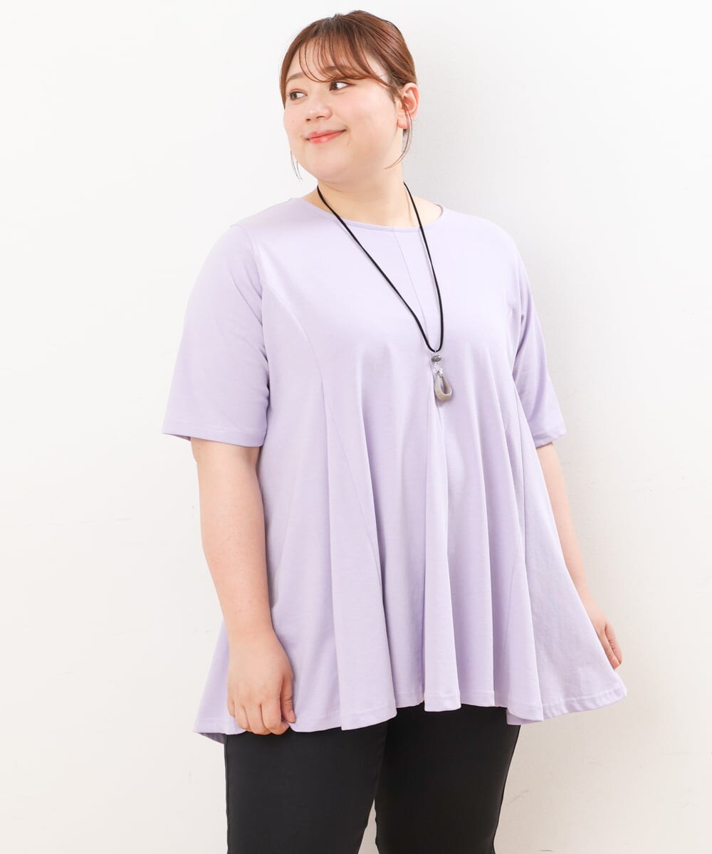 OLKGS61070 eur3(エウルキューブ) 【大きいサイズ】フレアシルエットトップス ラベンダー(60)