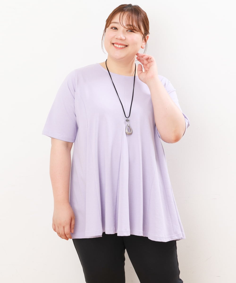 OLKGS61070 eur3(エウルキューブ) 【大きいサイズ】フレアシルエットトップス ラベンダー(60)