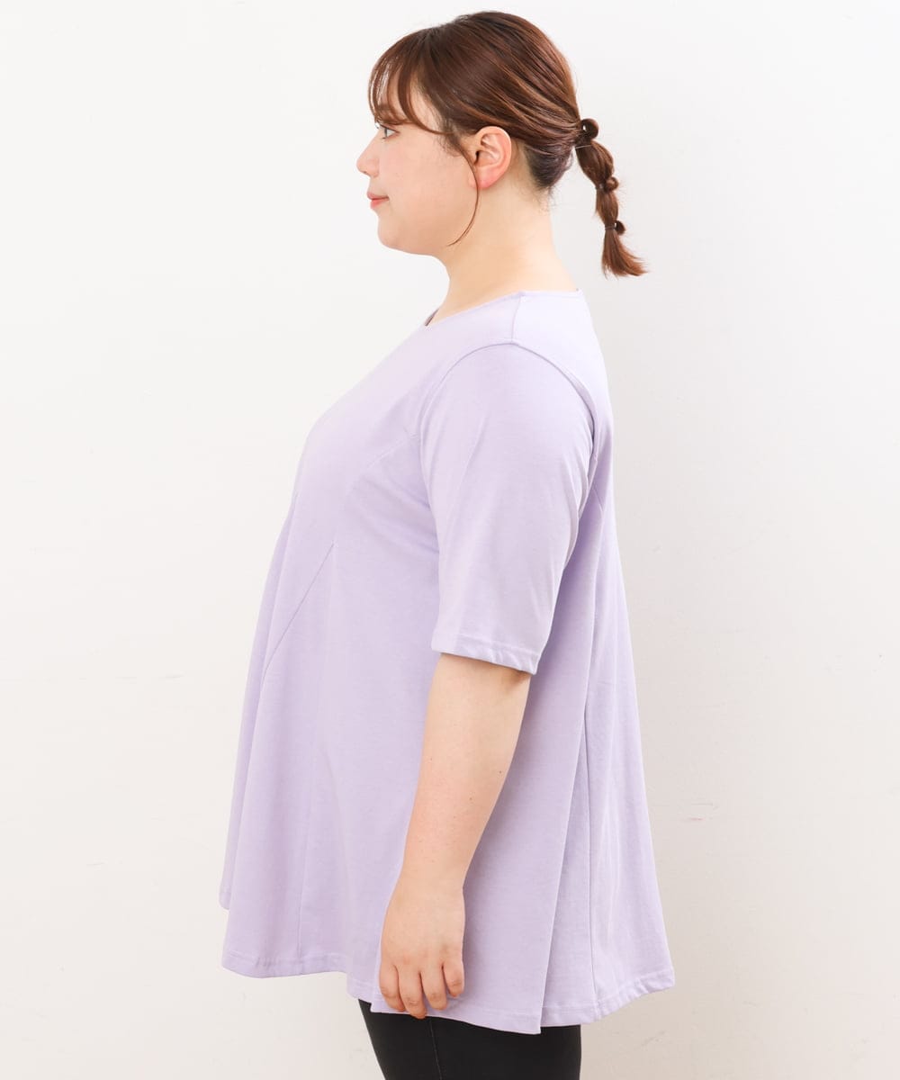 OLKGS61070 eur3(エウルキューブ) 【大きいサイズ】フレアシルエットトップス ラベンダー(60)