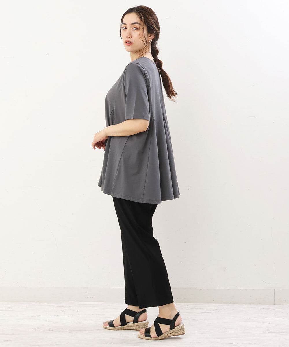 OLKGS61070 eur3(エウルキューブ) 【大きいサイズ】フレアシルエットトップス ダークグレー(93)
